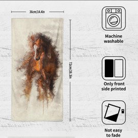 GZMQWVG Groovy Brown Horse Hand Towels,Set of 2 Tea Bar Towels Fast Soft Drying for Bathroom Kitchen Gym Spa and Man Women Kids Gift