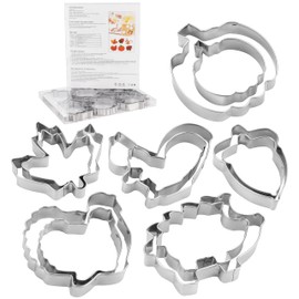 MrCookie Large Fall/Thanksgiving Cookie Cutters Set,12pc,Stainless Steel.