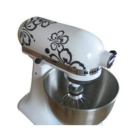 Grafix Werbung u. Desing Sticker for Kitchenaid Food Processor Hibiscus - Kitchenaid Black Matt