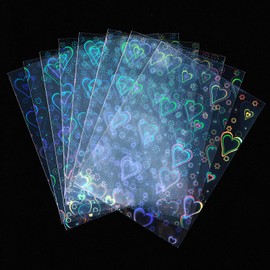 SHENLIU 100 Pcs Photocard Sleeves Love Heart-Shape Laser Flashing Card Holographic Card Sleeves Foil Cards Protector for Photocard 65x90mm
