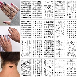 JoyfulGlam 630 PCS Small Finger Temporary Tattoo Adult Realistic Tiny Fake Tattoos For Women Bulk Mini Cute Black Long Lasting Temp Tattoos Stickers For Hand