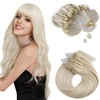 Moresoo Micro Ring Real Hair Extensions, 45 cm, Platinum Blonde,