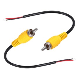sourcing map 6 Inch Flat Yellow RCA Male Plug Jack Connector Adapter to Bare Wire Open End Audio Video RCA Cable for Amplifier Speaker Wire Pack of 2