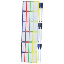 DOITOOL 3 Sets Magnetic Dry Erase Labels Reusable Stickers with Colored Borders for Organizing and Marking Includes Erasable Whiteboard Pen for Home Office Classroom Random Color
