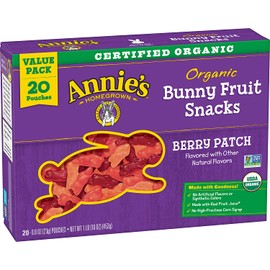Annie's Organic Berry Patch Bunny Fruit Snacks, Gluten Free (20 Pouches)