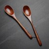 YFWOOD 2 Pcs Spoons Set 22.5cm Natural Wood Lacquered Soup