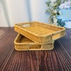 2 Pack Rectangle Rattan Serving Trays with Handles, Decorative Woven