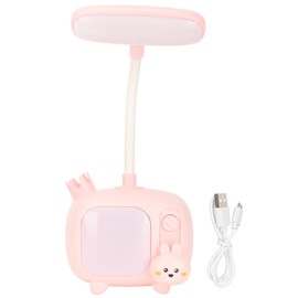 Kids Reading Light TV Style Base Flexible Gooseneck USB Charge Soft LED Kids Desk Lamp for Students Study Work Pink
