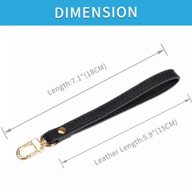 VanEnjoy Genuine Leather Keychain Wristlet Keychain Strap for Wallet Purse Clutch Cellphone Wristlet Key(Square Lock,Black)