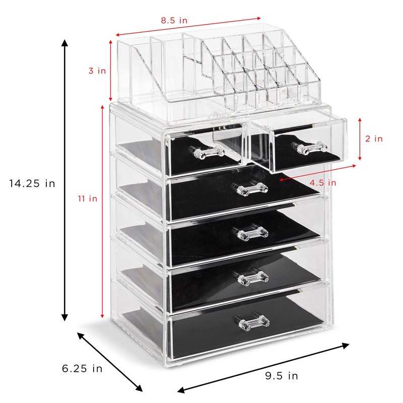 Sorbus Acrylic Makeup Organizer Set, 6-Drawer Vanity & Countertop Cosmetic