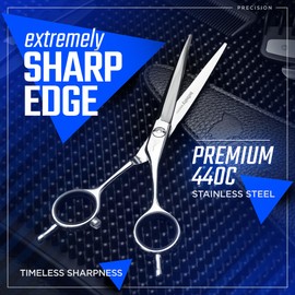 Fagaci Professional Hair Cutting Scissors 6” Super Sharp Thin Blades, 440C Steel for Maximum Precision Hair Scissors for Women & Men, Lightweight Hair Shears for Hair Cutting, Barber Scissors