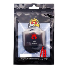 Loop King Shoe Laces- Premium Cement-Textured Sneaker Laces - Perfect for Athletic Individuals (Kids and Adults), Black + Red, 7-10 Eyelets / 140cm / 55"