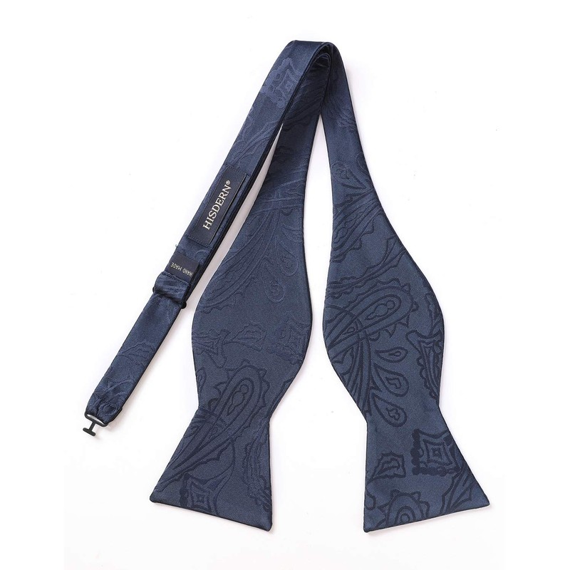 HISDERN Men's Bow Tie Floral Self Bow Tie and Pocket