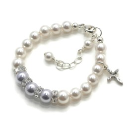 Baptism Bracelet - Pearl Bracelet - Girl Baptism Gift - Christening Gifts - Gift Box Included - Cross Charm Bracelet - First Communion Gift