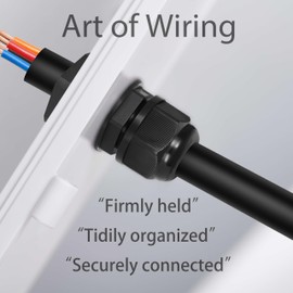 Gratury NPT 3/4" Cable Gland, Nylon Plastic Waterproof IP68 Strain Relief Connector, Black, with Gaskets and Locknut for Junction Box (3/4" NPT 6pcs)