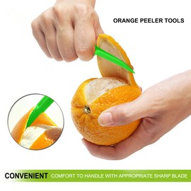 Orange Peeler Tools Citrus Peel Cutter Plastic Fruit Slicer Cutter Lemon Peeler Opener Remover Fruit Vegetable Tools Kitchen Accessories Cooking Knife Kitchen Gadget Tool,2 Pack (Green+Orange)