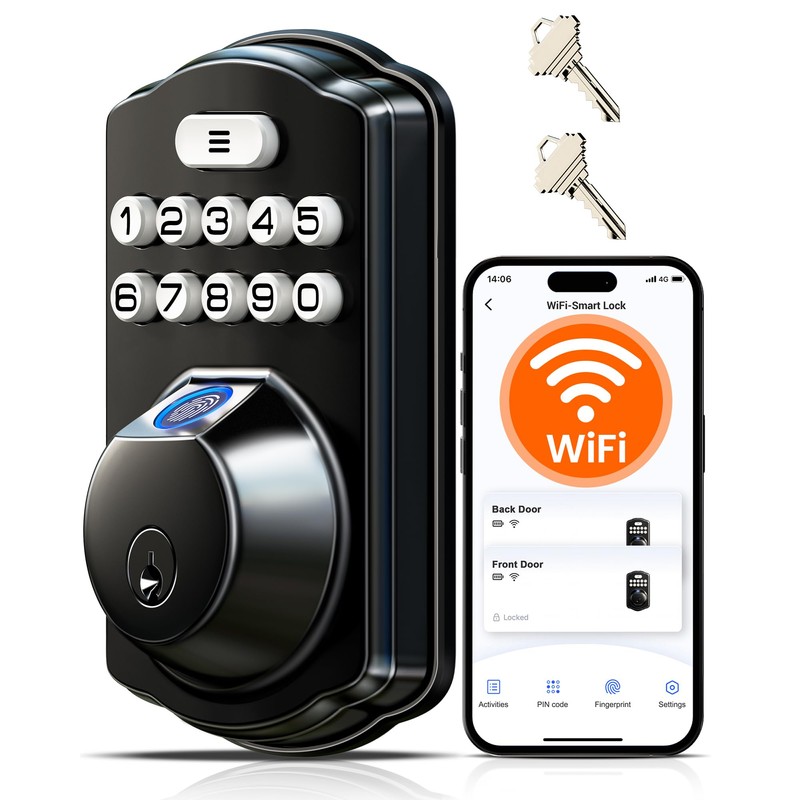 Veise VE012W Built-in WiFi Fingerprint Smart Lock, App Remote Control,