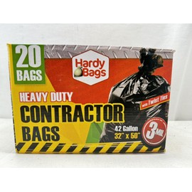 Husky Hardy Bags Heavy Duty Contractor Bags, 3 Mil, 42-Gallon, 32” X 50” 20-Count