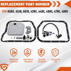46RE 47RE 48RE A500 A518 A618 Transmission Filter Gasket Kit w/Governor Pressure Sensor Solenoid Leach 42RE 44RE, Fit for Dodge Ram 1500 2500 3500 Dakota Durango| Fit for Jeep Grand Cherokee 2000-up