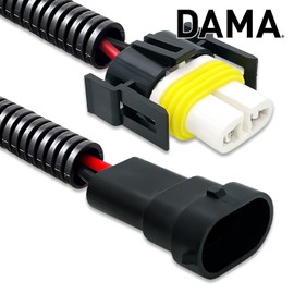 DAMA H11 H8 Bulb Socket Adapter Wire Harness Extension Connector Conversion Cable for LED and Halogen Headlight Bulb | Durable Ceramic 12 ga. 19 AWG | Pack of 2
