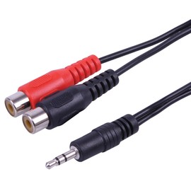 3.5MM ST PLUG TO 2X PHONO SKTS 1.8M, Audio & Video Cable Assemblies QTY X 1