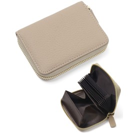 Blampom bp-1060 Women's Card Case, Genuine Leather, Magnetic, Anti-Skimming, Card Holder, beige, (greige)