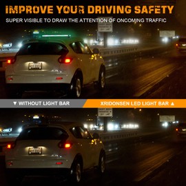 XRIDONSEN 37 Inch 104 LED Roof Top Green White Emergency Lights Magnetic Traffic Advisor Strobe Light Bar Double Side Warning Flashing Safety Lights for Firefighter Vehicles POV Fire Trucks Pickup