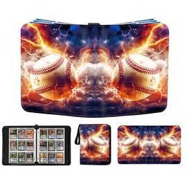 Baseball Card Binder 900 Pockets, Baseball Trading Card Binder Sports Card Binder with 50 Large Removable Sleeves, Sport Card Collection Baseball Collectible Trading Card Albums with Zipper 3-Ring