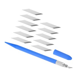 Kozelo 1pcs Exacto Art Knife with 12 Spare Blades Craft Hobby Carving Knife Set Precision Knives Plastic Handle for Leather Wood Modeling Scrapbooking, Dark Blue