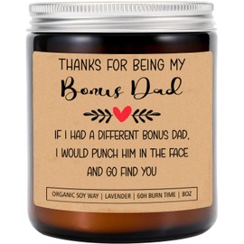 Thanks for Being My Bonus Dad Candle - Fathers Day Gift Candle - Birthday Gifts Bonus Dad - Thank You Candle - Bonus Dad Gifts - Bonus Dad Birthday Gift Ideas - Bonus Dad Candle, 8oz, Lavender