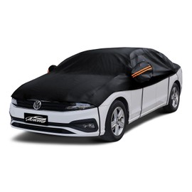 Half Car Cover Sedan M, Car Snow Cover for Windshield & Sunroof Protection with Soft Lining, Top Only Partial Cover for Convertible