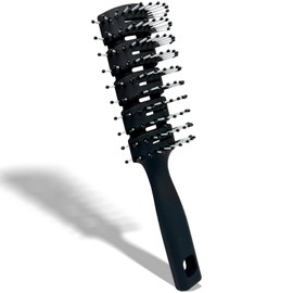 Black Vented Hairbrush - Anti-Static, Detangling & Scalp Massaging Hairbrush for Curly, Straight, Short Hair, for Men & Women, Blow-Dry Faster