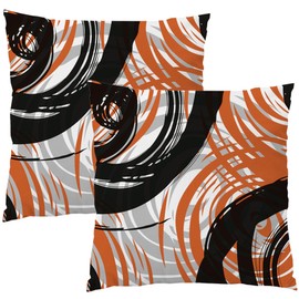 EZVING Orange 16x16 Pillow Covers Set of 2 Abstract Stripes Gray Black White Throw Pillow Covers Modern Decorative Pillow Cases Home Decor Square 16 x 16 Inches Pillowcases
