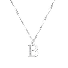 Kraven S925 Silver Initial Necklace Charm Necklace, Dainty Cubic Zirconia Letter Dainty Necklaces Jewelry Birthday Gifts for Women Girls (B)