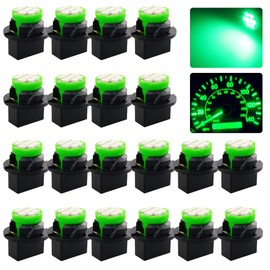GLOFE T10 194 168 Green LED Dash Instrument Lights Bulbs with T10 Twist Lock Socket, Super Bright T10 Instrument Panel Gauge Cluster Dashboard LED Light Bulbs 12V 8-SMD Chipset, 20Pcs/Set
