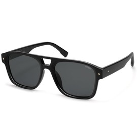 SOJOS Retro Square Polarized Aviator Sunglasses Womens Mens, Trendy Aviators Shades SJ2604, Black/Grey