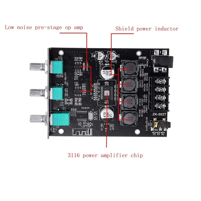 DollaTek TPA3116D2 2*50W Bass AMP Bluetooth 5.0 Subwoofer Amplifier Board