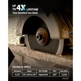 UXACE 4-1/2 Inch Diamond Blade, 7/8 Inch Arbor, 4.5'' Super Thin Diamond Masonry Blade for Angle Grinder & Concrete Saw, Diamond Cutting Wheel for Granite, Concrete, Brick, Marble, Masonry, 2 Pack