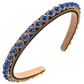 scicent Bridal Hair Accessories for Women Pearls Beaded Embellished Hairbands Sparkly Glitter Bling Hair Hoops Non-Slip Hair Band Fashion Head Band Padded Headband Holiday Birthday Gift - 27115