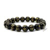 Black Obsidian Buddhist Prayer Beads Stretch Bracelet | Om Mani