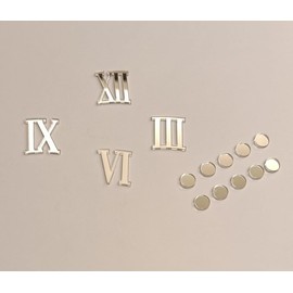 RUIXUAN Set of 2 Roman Acrylic Numbers (Numerals) with Round Dots,Mirrored Self Adhesive Mirrored Numbers and Dashes for a Wall Clock (Silver Mirror, 3CM)