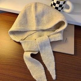 Knitted Hooded Neck Warmer Balaclava for Winter Warmth - Hat Style lf3409 Free Size/Red 2ea