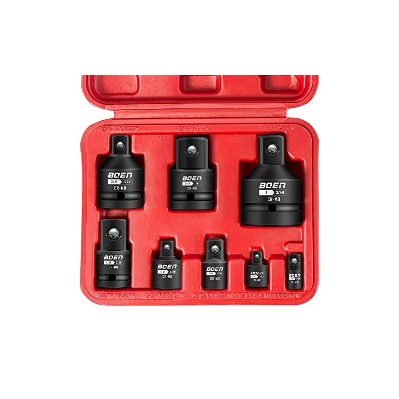 BOEN 8 Piece Impact Socket Adapter and Reducer Set, 1/4"