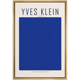 SIGNLEADER Framed Canvas Print Wall Art Yves Klein Blue Monochrome Block Abstract Shapes Illustrations Fine Art Contemporary Relax/Calm Colorful for Living Room, Bedroom, Office - 24"x36" Natural