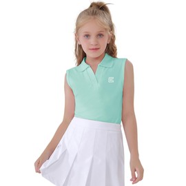 EXARUS Girls' Golf Sleeveless Shirts Polo Tennis Kids V-Neck Athletic Workout Tank Tops UPF 50+ Moisture Wicking Quick Dry Moon Orchid 12 Years