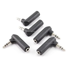 CablesOnline Right-Angle 3.5mm Stereo Male to Female Audio Adapter, 5-Pack (GC-215-5)