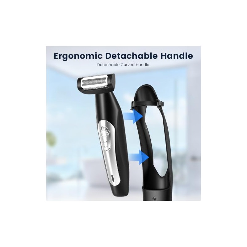 Mens Back Shaver with Long Handle, Multifunctional Cordless Back Shavers