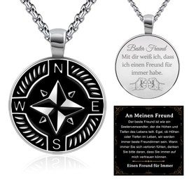 FANCIBAND Partner Gifts for Him, Necklaces Men's Chain Compass Anchor with Engraving I Love You Gifts for Men Christmas Anniversary Gift Valentine's Day Birthday Wedding Anniversary, Stainless Steel