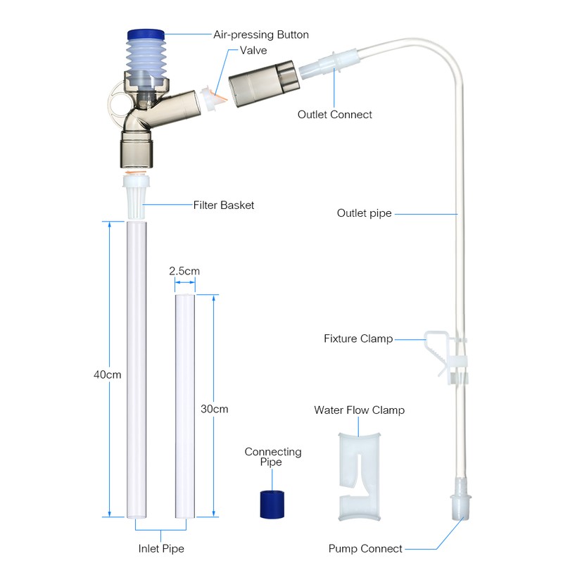 HugeSun Manual Air-pressing Aquarium Fish Tank Water Changer Gravel Cleaner