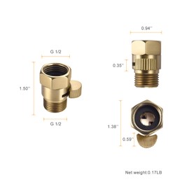 ChuangTim Brushed Nickel Water Flow Control Valve, G1/2" Shower Head Flow Control Valve, Brass Shut Off Valve for Handheld Shower, Water Pressure Regulator Replacement for Shower System